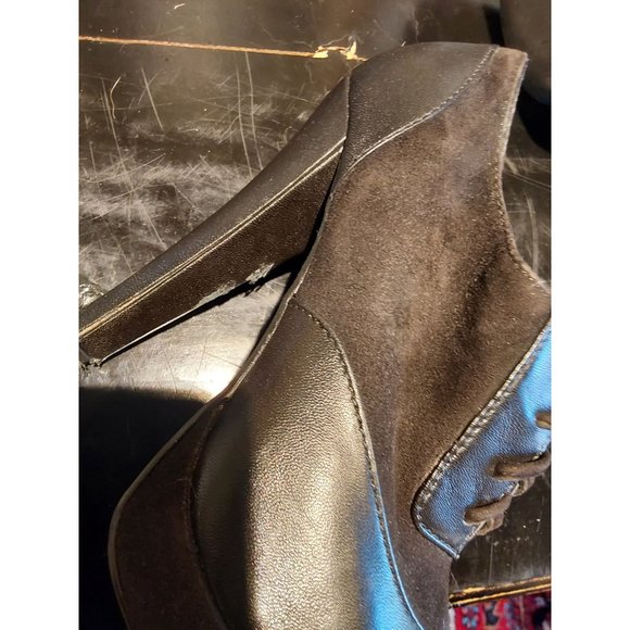 Colin Stuart Women's Black Leather and Suede High Heel Lace Up Bootie in 9 - Picture 10 of 16